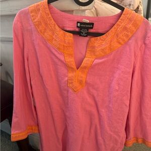 Valerie Bertinelli Vibrant Pink and Orange Tunic